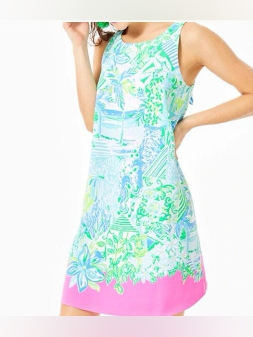 Lilly Pulitzer Sleeveless Tropical Print Dress in Green, Blue & Pink